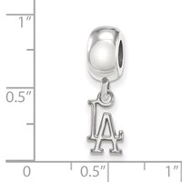 Sterling Silver Rhodium Plated Major League Baseball LogoArt Los Angeles Dodgers Dangle Bead view 4