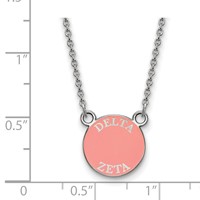 Sterling Silver Rhodium-plated LogoArt Delta Zeta Sorority Text Small Color Enamel Pendant Necklace, 18" view 2
