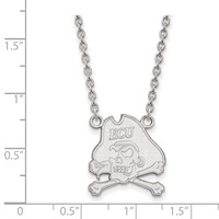 Sterling Silver Rhodium-plated LogoArt East Carolina University Pirate Large Pendant Necklace, 18" view 2