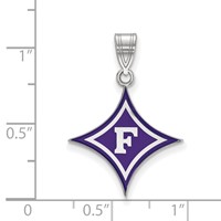 Sterling Silver Rhodium-plated LogoArt Furman University Large Enameled Pendant view 2