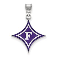 Sterling Silver Rhodium-plated LogoArt Furman University Large Enameled Pendant view 1