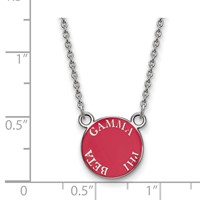 Sterling Silver Rhodium-plated LogoArt Gamma Phi Beta Sorority Text Small Color Enamel Pendant Necklace, 18" view 2