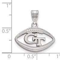 Sterling Silver Rhodium-plated LogoArt Georgia Institute of Technology G-t Football Pendant view 2