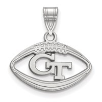 Sterling Silver Rhodium-plated LogoArt Georgia Institute of Technology G-t Football Pendant view 1