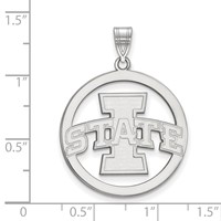 Sterling Silver Rhodium-plated LogoArt Iowa State University Extra Large Circle Pendant view 2