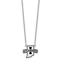 Sterling Silver Rhodium-plated LogoArt Indiana State University Sycamores Large Enameled Pendant Necklace, 18" view 2