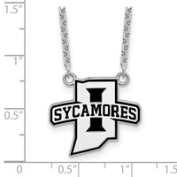 Sterling Silver Rhodium-plated LogoArt Indiana State University Sycamores Large Enameled Pendant Necklace, 18" view 3