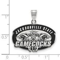 Sterling Silver Rhodium-plated LogoArt Jacksonville State University Large Enameled Pendant view 2