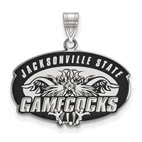 Sterling Silver Rhodium-plated LogoArt Jacksonville State University Large Enameled Pendant view 1