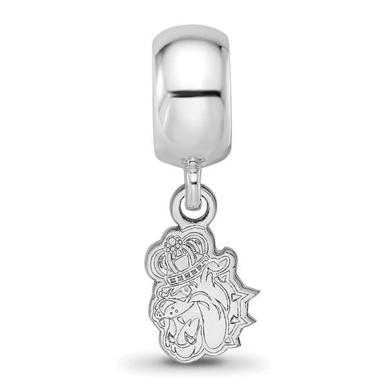 Sterling Silver Rhodium-plated LogoArt James Madison University Duke Dog Extra Small Dangle Bead Charm