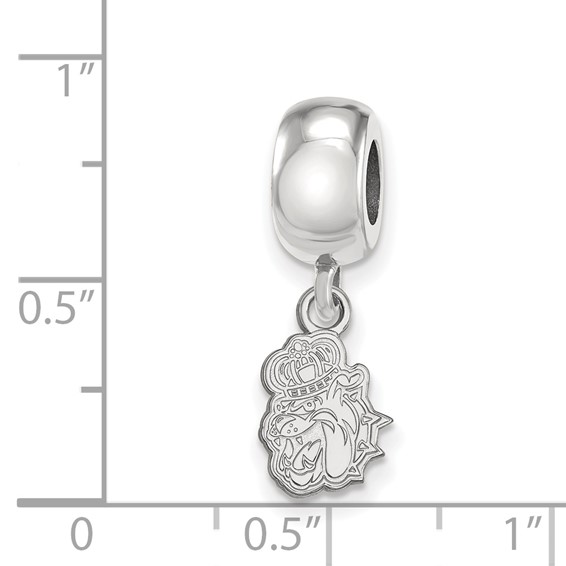 Sterling Silver Rhodium-plated LogoArt James Madison University Duke Dog Extra Small Dangle Bead Charm