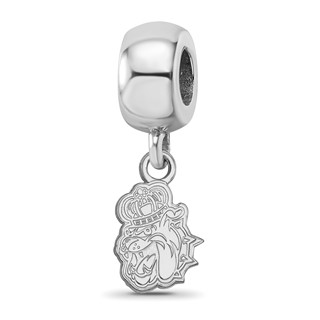 Sterling Silver Rhodium-plated LogoArt James Madison University Duke Dog Extra Small Dangle Bead Charm