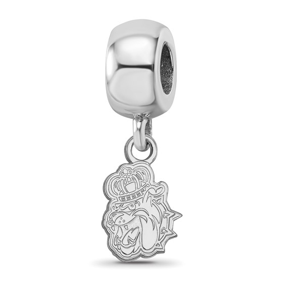 Sterling Silver Rhodium-plated LogoArt James Madison University Duke Dog Extra Small Dangle Bead Charm