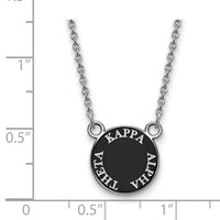 Sterling Silver Rhodium-plated LogoArt Kappa Alpha Theta Sorority Text Small Color Enamel Pendant Necklace, 18" view 2