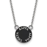 Sterling Silver Rhodium-plated LogoArt Kappa Alpha Theta Sorority Text Small Color Enamel Pendant Necklace, 18" view 1