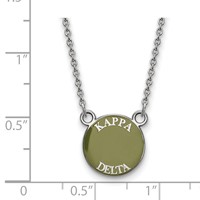 Sterling Silver Rhodium-plated LogoArt Kappa Delta Sorority Text Small Color Enamel Pendant Necklace, 18" view 2