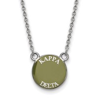 Sterling Silver Rhodium-plated LogoArt Kappa Delta Sorority Text Small Color Enamel Pendant Necklace, 18" view 1