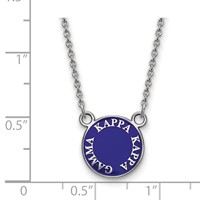 Sterling Silver Rhodium-plated LogoArt Kappa Kappa Gamma Sorority Text Small Color Enamel Pendant Necklace, 18" view 2