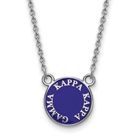 Sterling Silver Rhodium-plated LogoArt Kappa Kappa Gamma Sorority Text Small Color Enamel Pendant Necklace, 18" view 1