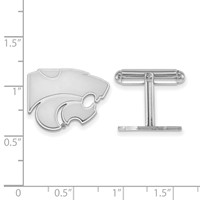 Sterling Silver Rhodium-plated LogoArt Kansas State University Wildcat Cuff Links view 2