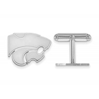 Sterling Silver Rhodium-plated LogoArt Kansas State University Wildcat Cuff Links view 1