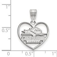 Sterling Silver Rhodium-plated LogoArt Longwood University Lancers Heart Pendant view 2