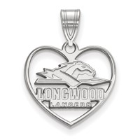 Sterling Silver Rhodium-plated LogoArt Longwood University Lancers Heart Pendant view 1