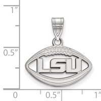 Sterling Silver Rhodium-plated LogoArt Louisiana State University L-s-u Football Pendant view 2