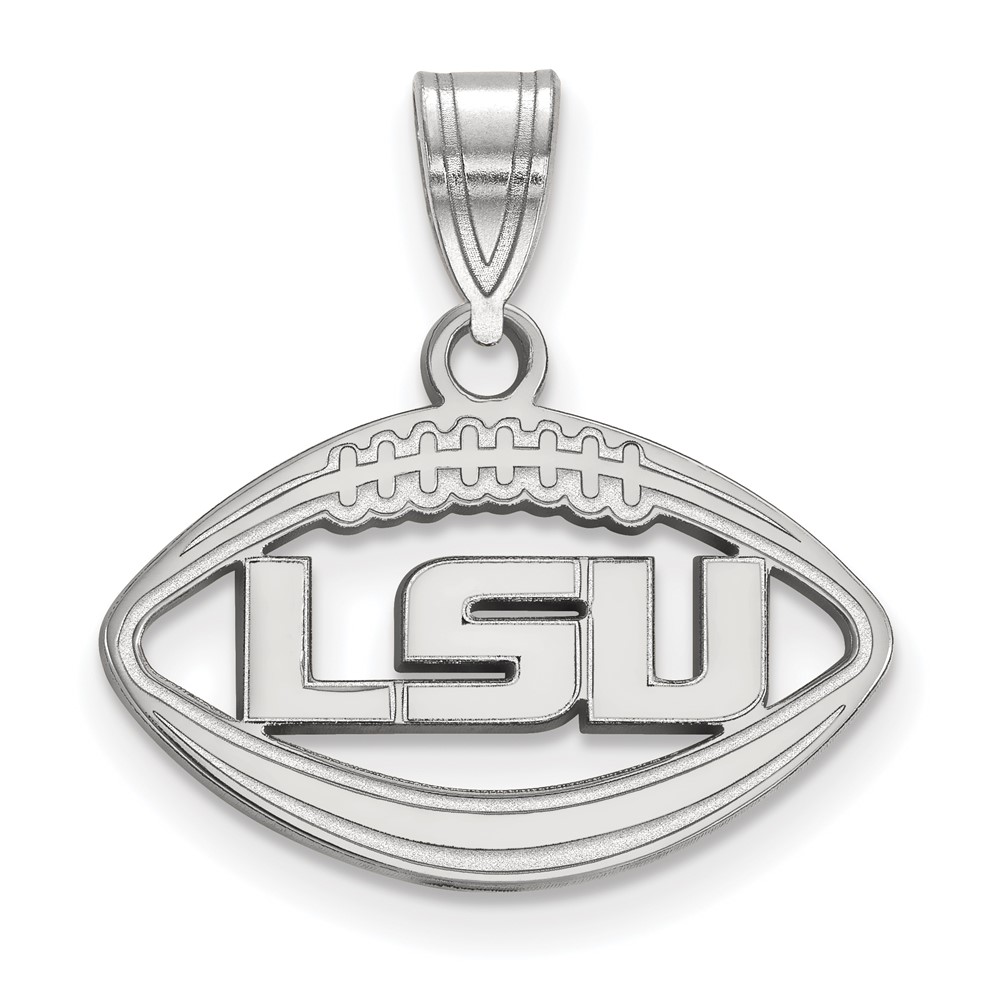 Sterling Silver Rhodium-plated LogoArt Louisiana State University L-s-u Football Pendant