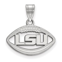 Sterling Silver Rhodium-plated LogoArt Louisiana State University L-s-u Football Pendant view 1