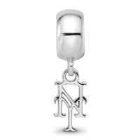 Sterling Silver Rhodium Plated Major League Baseball LogoArt New York Mets N-y Dangle Bead view 3