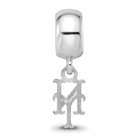 Sterling Silver Rhodium Plated Major League Baseball LogoArt New York Mets N-y Dangle Bead view 5