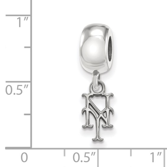 Sterling Silver Rhodium Plated Major League Baseball LogoArt New York Mets N-Y Dangle Bead
