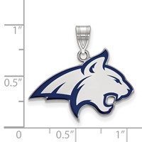 Sterling Silver Rhodium-plated LogoArt Montana State University Bobcat Large Enameled Pendant view 2