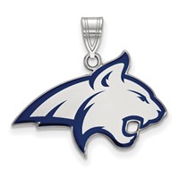 Sterling Silver Rhodium-plated LogoArt Montana State University Bobcat Large Enameled Pendant view 1
