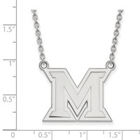 Sterling Silver Rhodium-plated LogoArt Miami University Ohio Letter M Large Pendant Necklace, 18" view 2