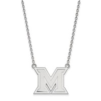 Sterling Silver Rhodium-plated LogoArt Miami University Ohio Letter M Large Pendant Necklace, 18" view 1