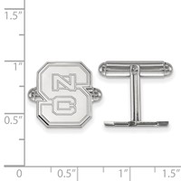 Sterling Silver Rhodium-plated LogoArt North Carolina State University N-c-s Cuff Links view 2