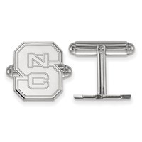 Sterling Silver Rhodium-plated LogoArt North Carolina State University N-c-s Cuff Links view 1