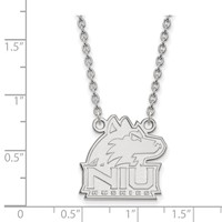 Sterling Silver Rhodium-plated LogoArt Northern Illinois University N-i-u Huskies Medium Pendant Necklace, 18" view 2