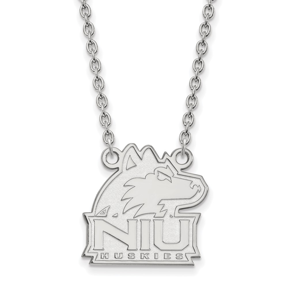 Sterling Silver Rhodium-plated LogoArt Northern Illinois University N-i-u Huskies Medium Pendant Necklace, 18"