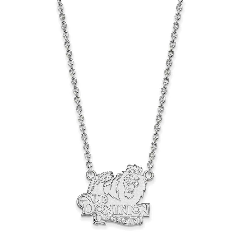 Sterling Silver Rhodium-plated LogoArt Old Dominion University Large Pendant Necklace, 18"