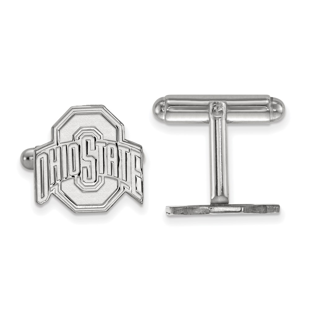 Sterling Silver Rhodium-plated LogoArt the Ohio State University Cuff Links