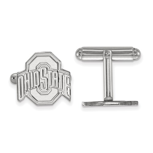 Sterling Silver Rhodium-plated LogoArt the Ohio State University Cuff Links