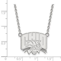 Sterling Silver Rhodium-plated LogoArt Ohio University Large Pendant Necklace, 18" view 2