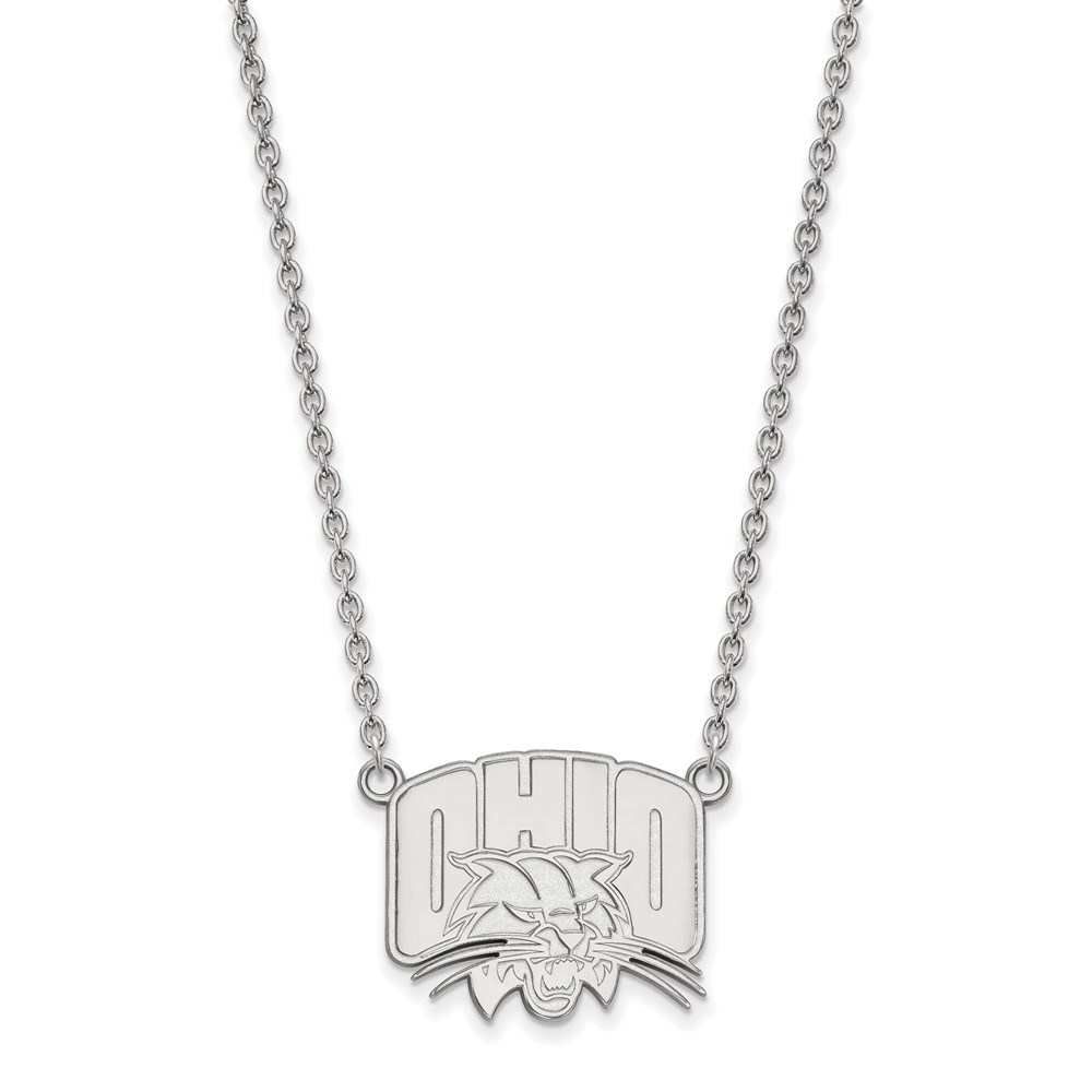 Sterling Silver Rhodium-plated LogoArt Ohio University Large Pendant Necklace, 18"