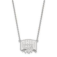 Sterling Silver Rhodium-plated LogoArt Ohio University Large Pendant Necklace, 18" view 1