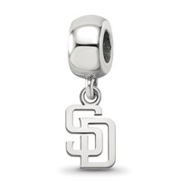 Sterling Silver Rhodium Plated Major League Baseball LogoArt San Diego Padres S-d Dangle Bead view 1