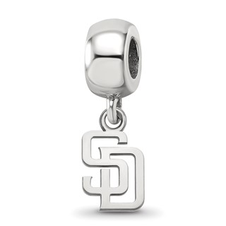 Sterling Silver Rhodium Plated Major League Baseball LogoArt San Diego Padres S-D Dangle Bead