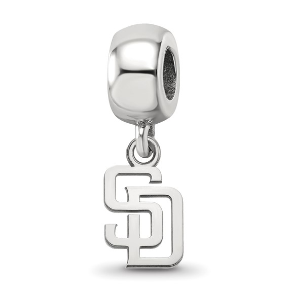 Sterling Silver Rhodium Plated Major League Baseball LogoArt San Diego Padres S-D Dangle Bead